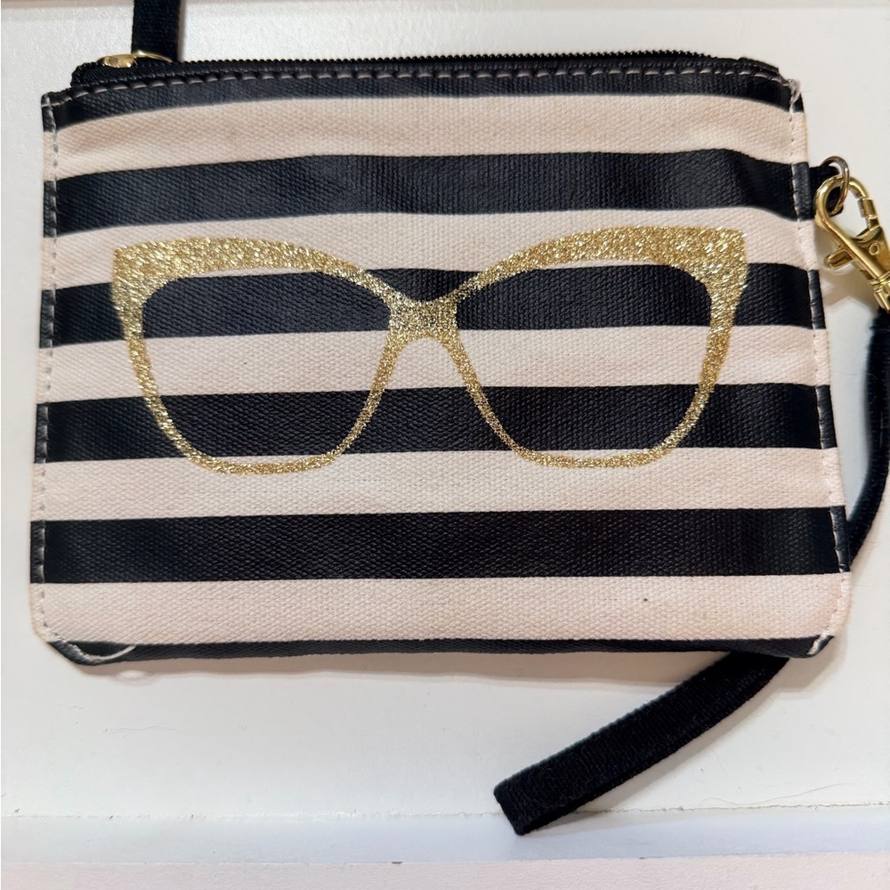 Betsey‎ Johnson Black and Gold Striped Clutch